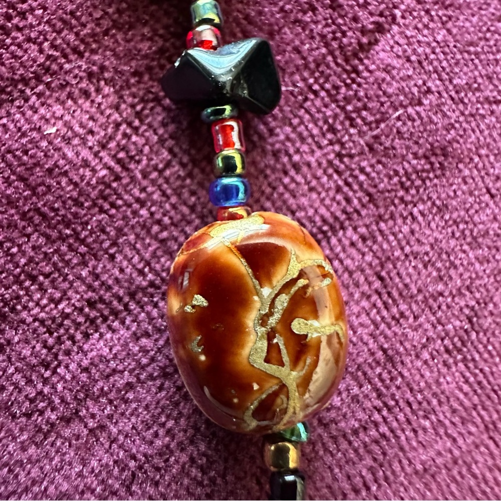 Murano Vintage Multicolor Beaded Glass and Stone Necklace.  STUNNING 🤩 20” w ext - Picture 3 of 15